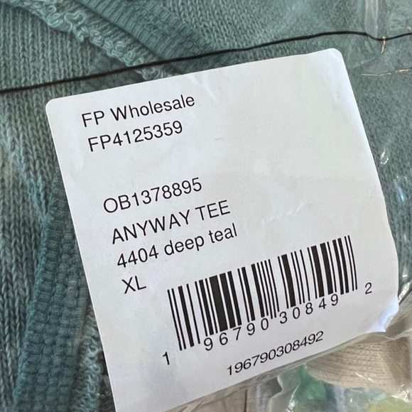 Free People Anyway Long Sleeve Tee In Deep Teal. NWT! Sz XL - Picture 11 of 14